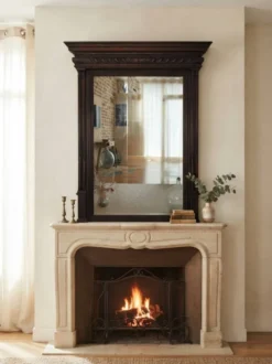 Grand miroir ancien XIX en en bois sculpté-esprit haussmannien