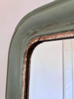 Grand miroir antique français Louis Philippe – vert et or, fin du 19e siècle
