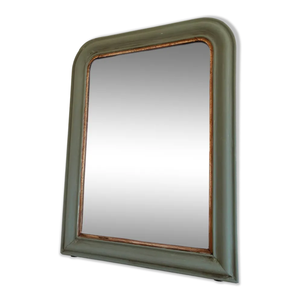 Grand miroir antique français Louis Philippe – vert et or, fin du 19e siècle
