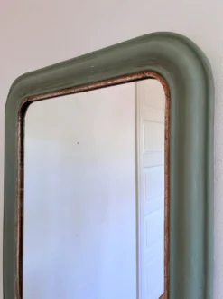 Grand miroir antique français Louis Philippe – vert et or, fin du 19e siècle