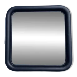 Grand miroir Art déco années 30, cadre bois massif demi-lune, 80 x 80 cm