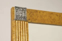 Grand miroir Art déco en laiton patiné avec verre facetté années 1960