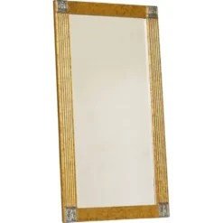 Grand miroir Art déco en laiton patiné avec verre facetté années 1960