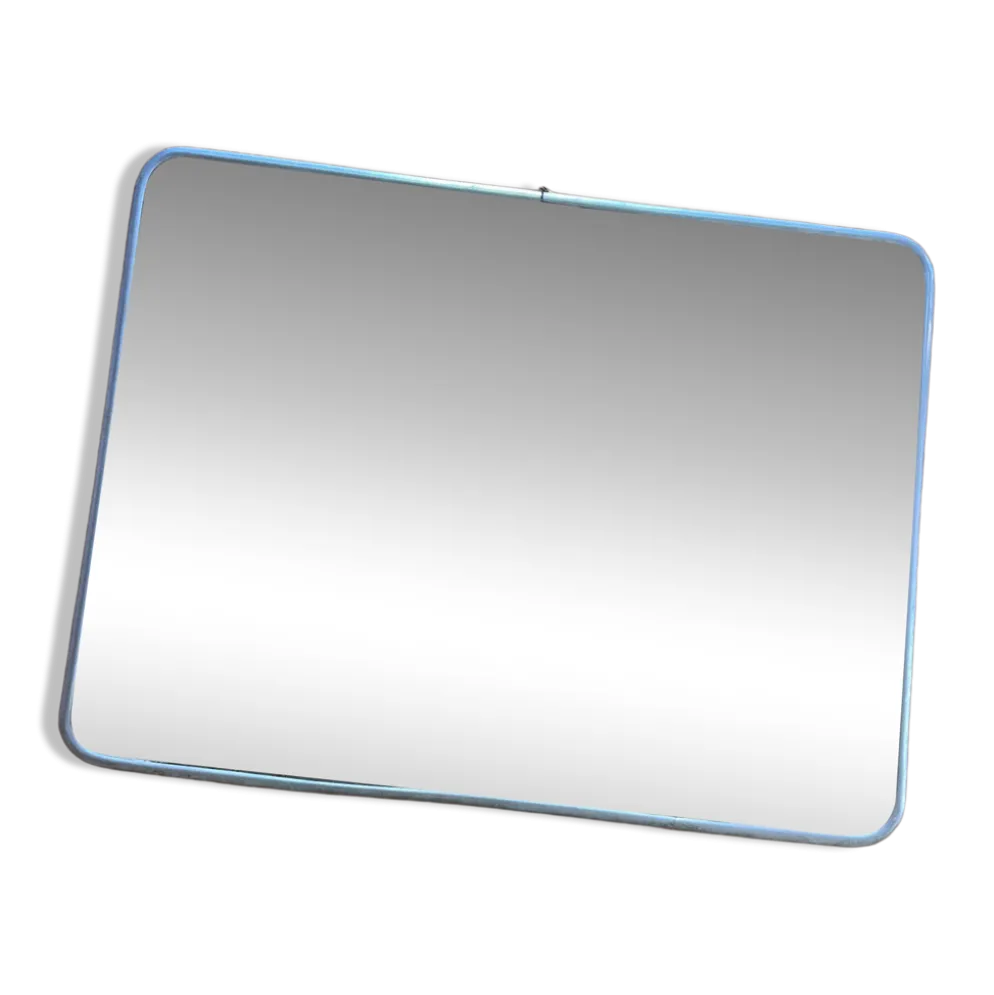 Grand miroir barbier bleu métallisé