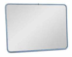 Grand miroir barbier bleu métallisé