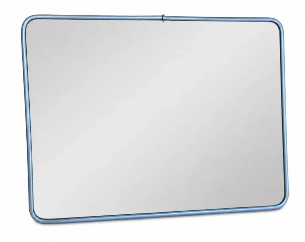 Grand miroir barbier bleu métallisé