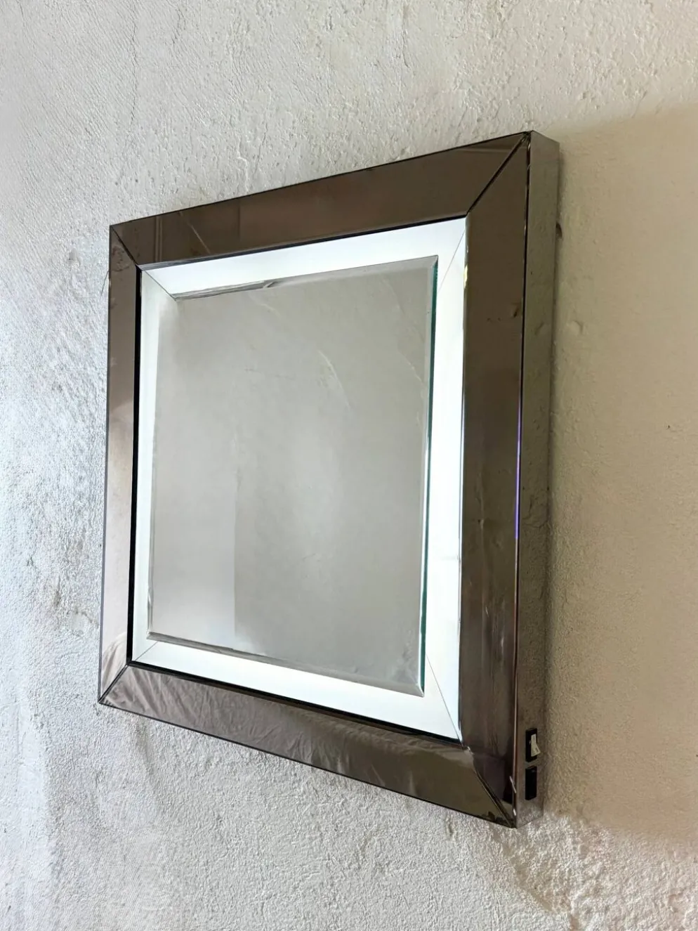 Grand miroir, éclairage intégré – Italie, années 1970