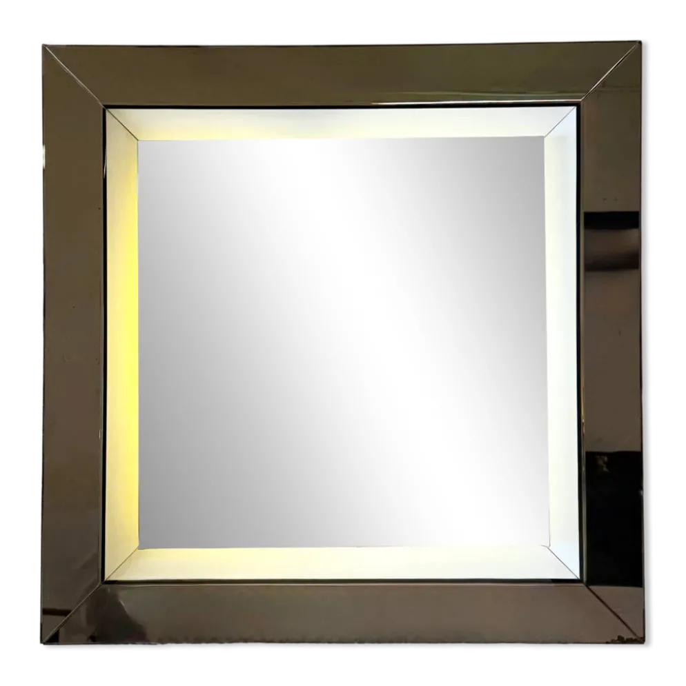 Grand miroir, éclairage intégré – Italie, années 1970