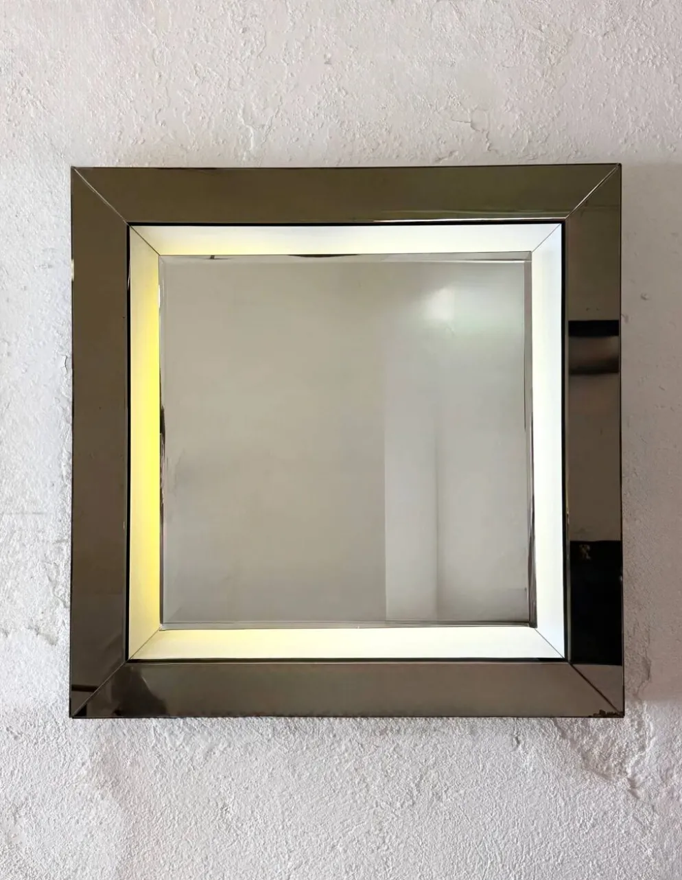 Grand miroir, éclairage intégré – Italie, années 1970