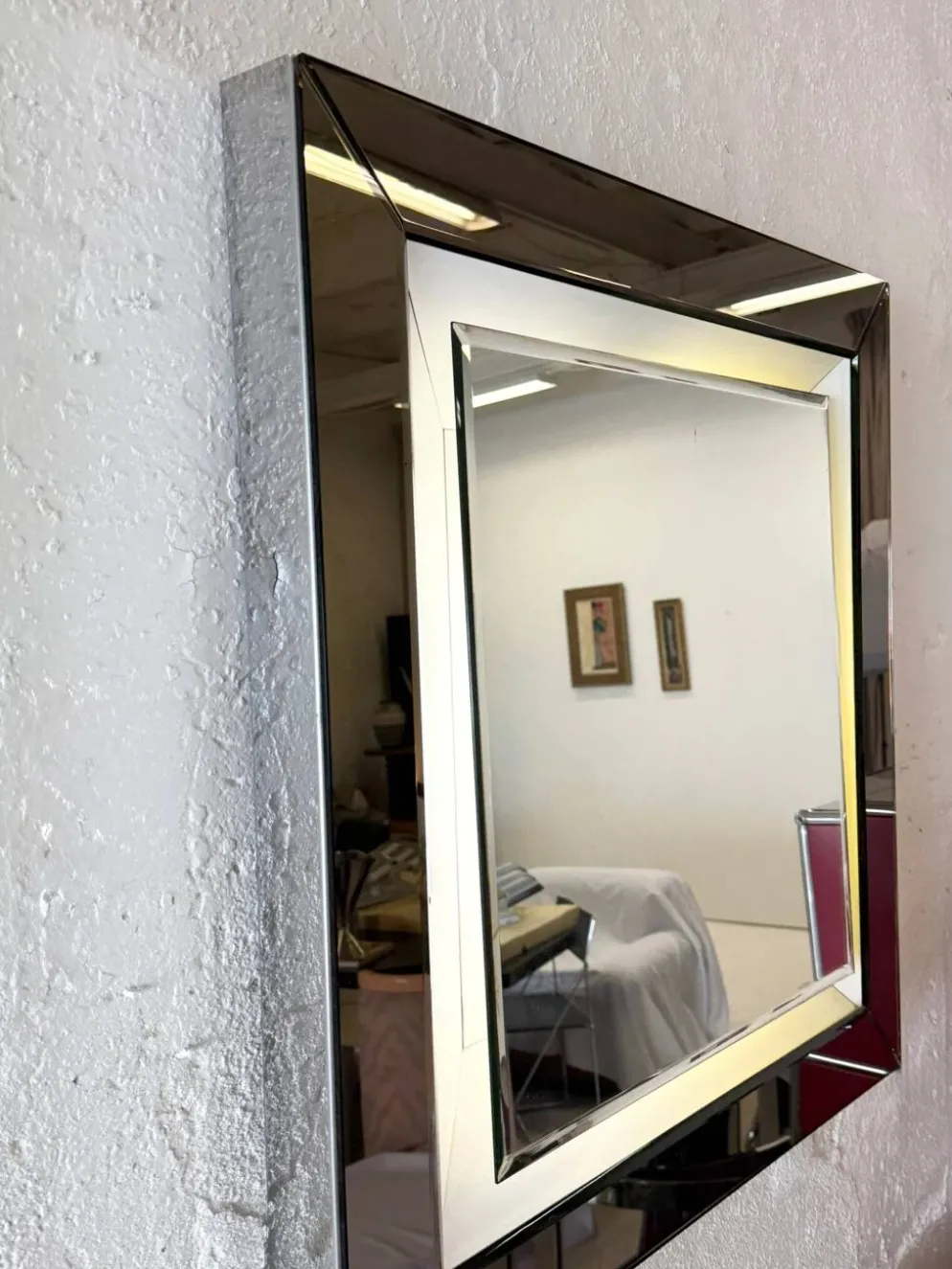 Grand miroir, éclairage intégré – Italie, années 1970