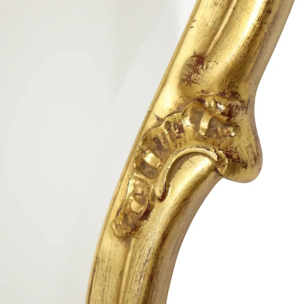 Grand miroir à crête Deknudt, feuille d'or, style baroque, classique, 87 cm