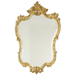 Grand miroir à crête Deknudt, feuille d'or, style baroque, classique, 87 cm