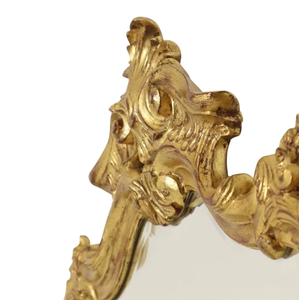 Grand miroir à crête Deknudt, feuille d'or, style baroque, classique, 87 cm