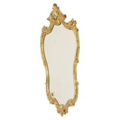 Grand miroir à crête Deknudt, feuille d'or, style baroque, classique, 87 cm