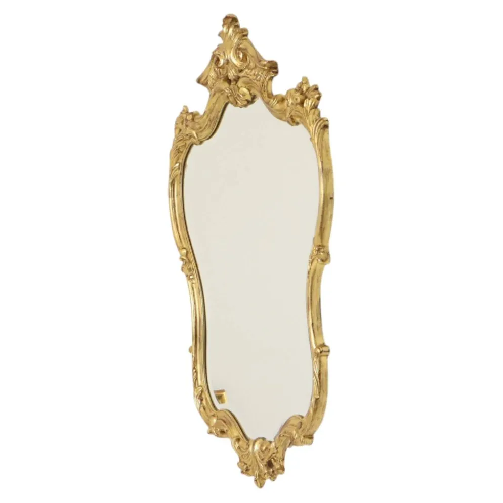 Grand miroir à crête Deknudt, feuille d'or, style baroque, classique, 87 cm