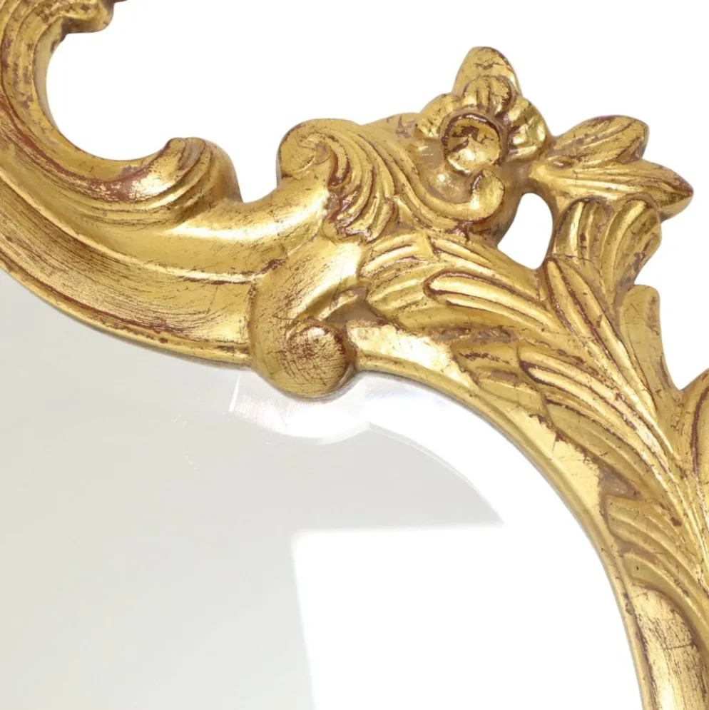 Grand miroir à crête Deknudt, feuille d'or, style baroque, classique, 87 cm