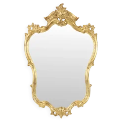 Grand miroir à crête Deknudt, feuille d'or, style baroque, classique, 87 cm