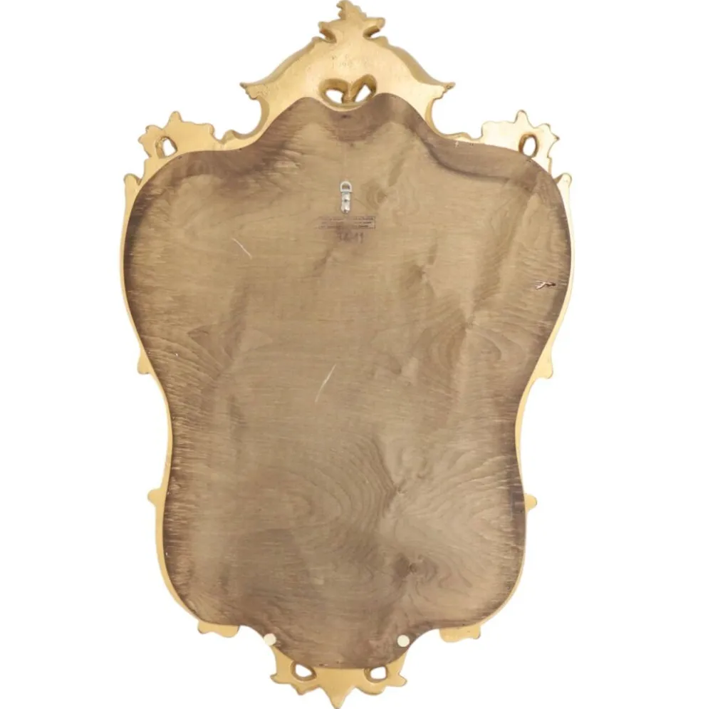 Grand miroir à crête Deknudt, feuille d'or, style baroque, classique, 87 cm