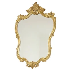 Grand miroir à crête Deknudt, feuille d'or, style baroque, classique, 87 cm