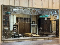 Grand miroir de bistrot des années 1970