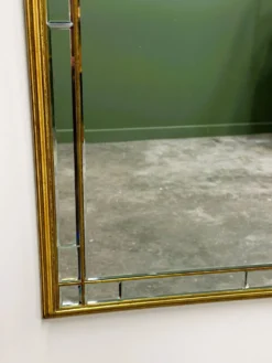 Grand miroir de luxe vintage à facettes avec cadre doré par Deknudt, années 1980.