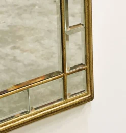Grand miroir de luxe vintage à facettes avec cadre doré par Deknudt, années 1980.