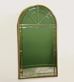 Grand miroir de luxe vintage à facettes avec cadre doré par Deknudt, années 1980.