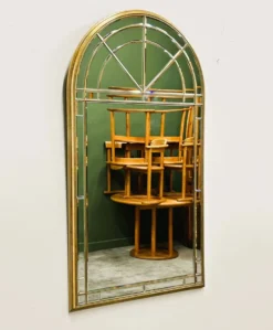 Grand miroir de luxe vintage à facettes avec cadre doré par Deknudt, années 1980.