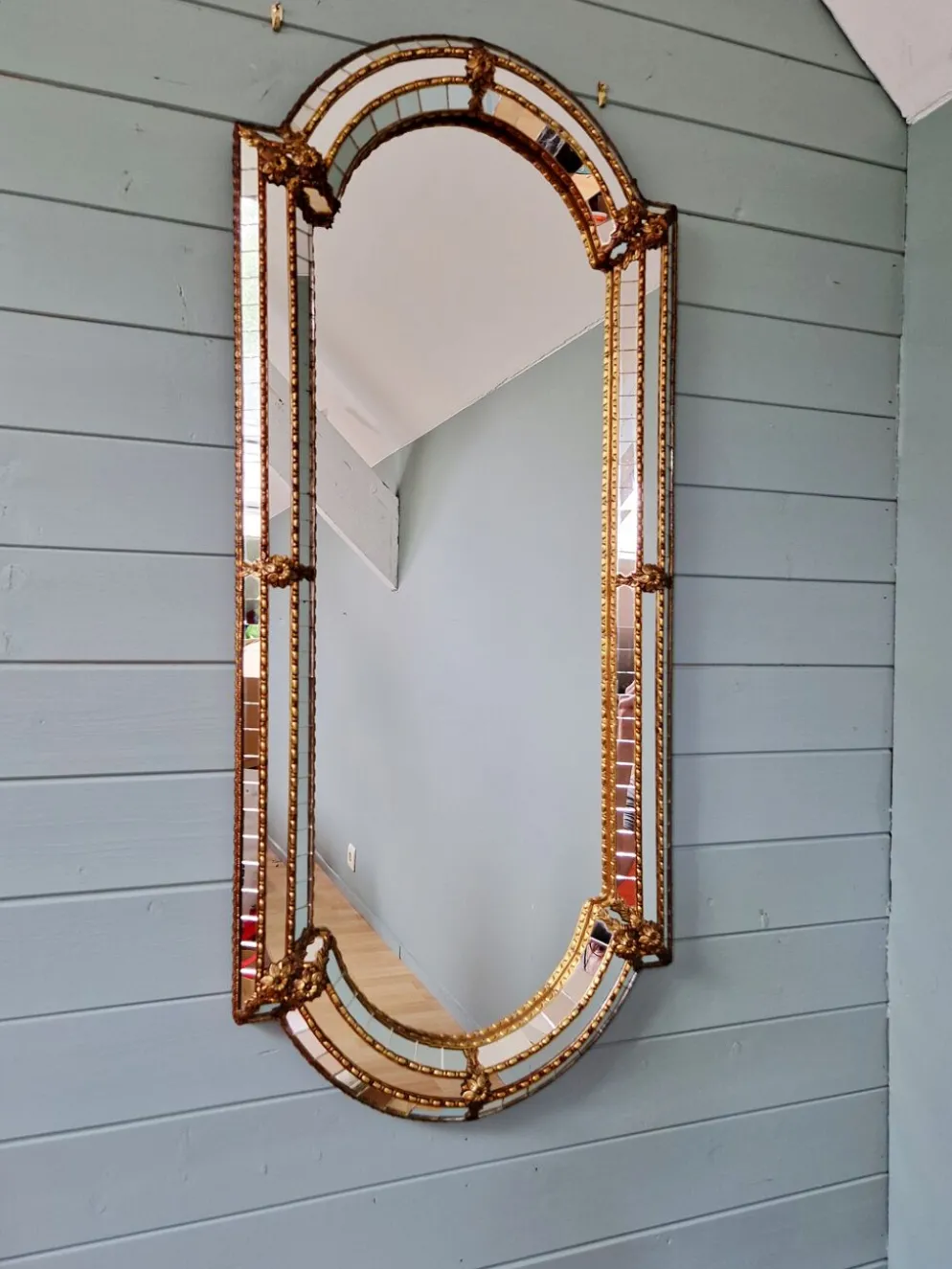 Grand miroir de style Hollywood Regency, Espagne, 1970-80