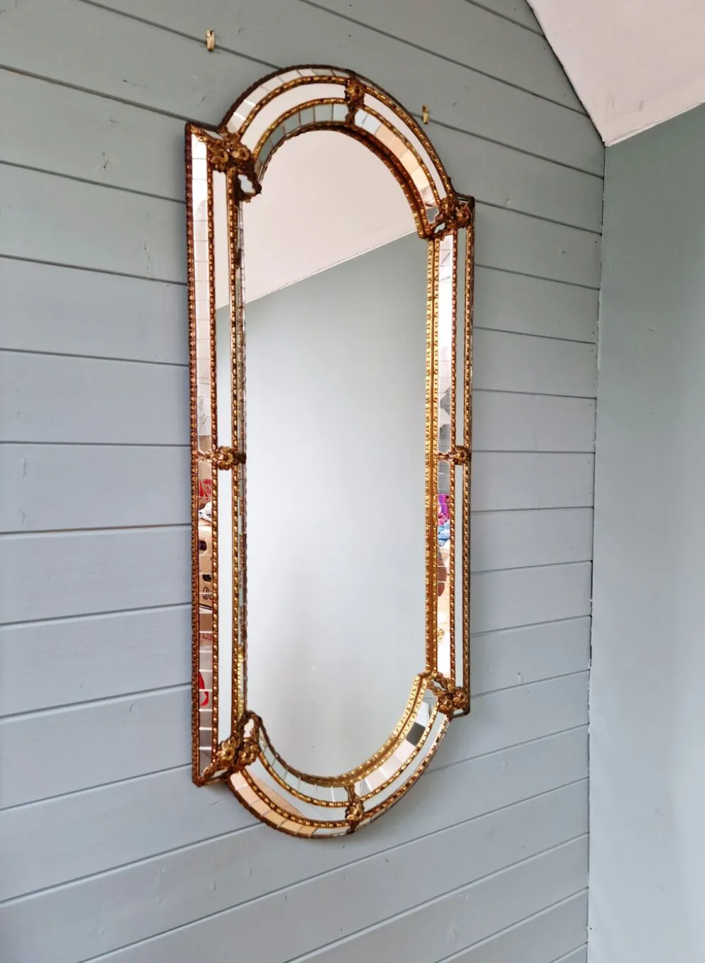 Grand miroir de style Hollywood Regency, Espagne, 1970-80