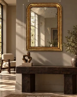 Grand miroir d'époque Louis-Philippe, glace d'origine, XIXe, 108 x 76 cm