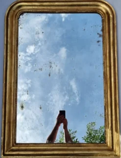 Grand miroir d'époque Louis-Philippe, glace d'origine, XIXe, 108 x 76 cm