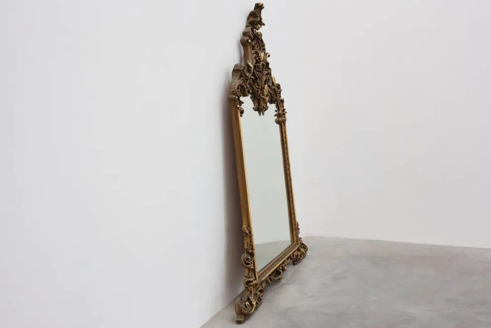 Grand miroir en bois doré de style rococo, Belgique, 20e siècle