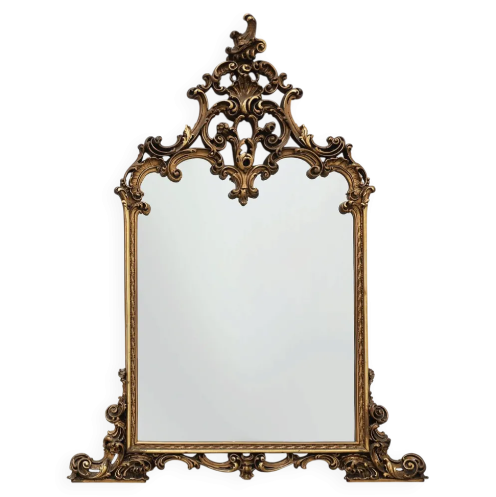 Grand miroir en bois doré de style rococo, Belgique, 20e siècle