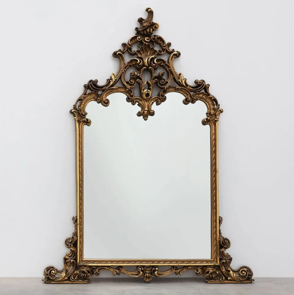 Grand miroir en bois doré de style rococo, Belgique, 20e siècle