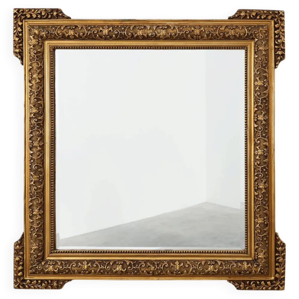Grand miroir en bois doré de style baroque, 20e siècle