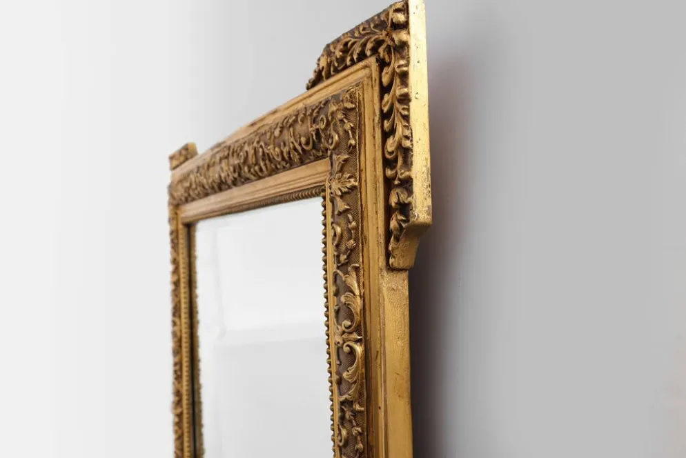 Grand miroir en bois doré de style baroque, 20e siècle