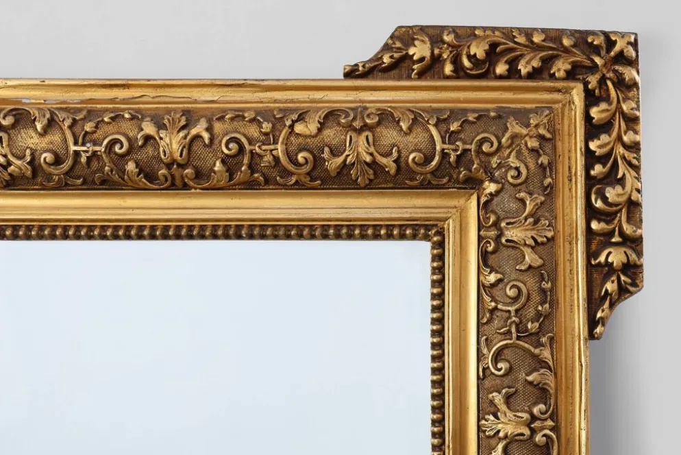 Grand miroir en bois doré de style baroque, 20e siècle
