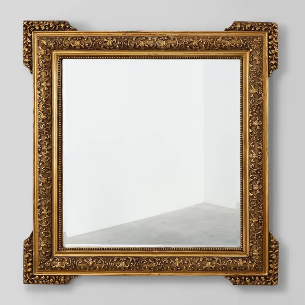 Grand miroir en bois doré de style baroque, 20e siècle