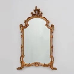 Grand miroir en bois doré de style Louis XV baroque du 20e siècle, Belgique, années 1950.