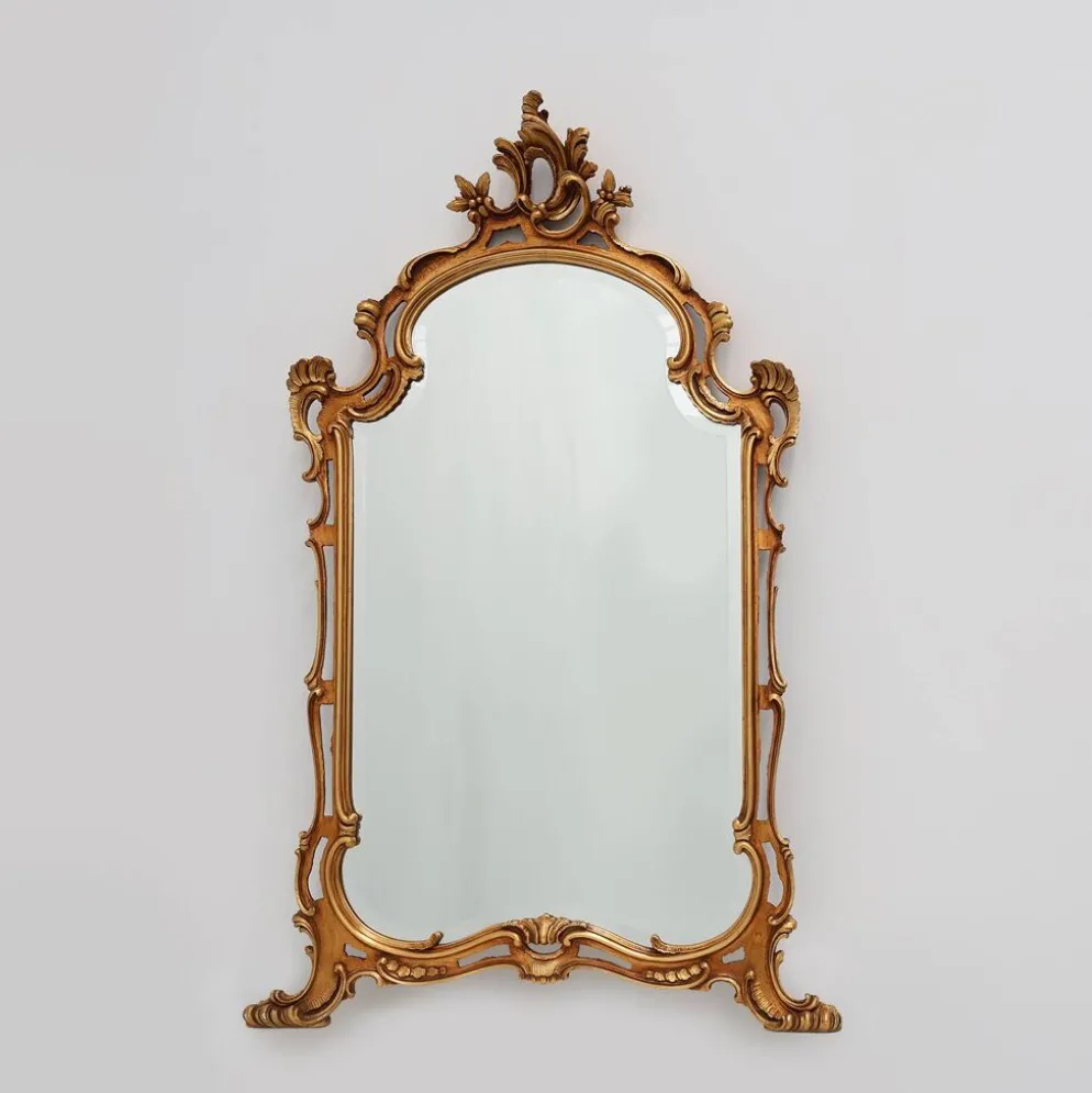 Grand miroir en bois doré de style Louis XV baroque du 20e siècle, Belgique, années 1950.