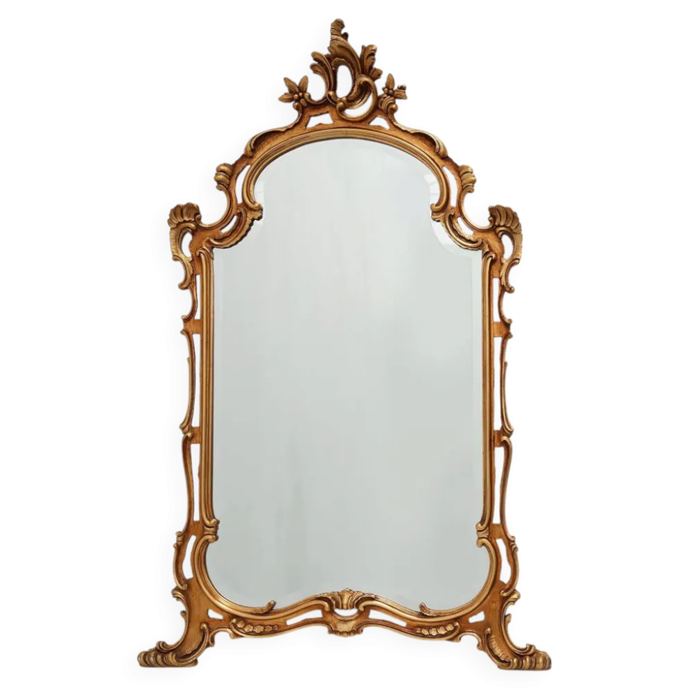 Grand miroir en bois doré de style Louis XV baroque du 20e siècle, Belgique, années 1950.