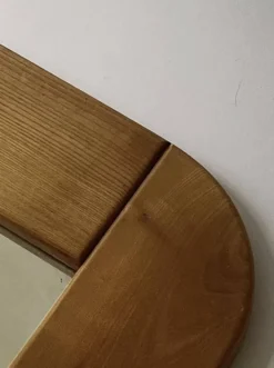 Grand miroir en bois d'orme 78x78, Maison Regain 1978
