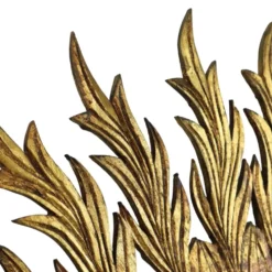 Grand miroir en bois rare en forme de soleil avec finition en feuille d'or XL 86 cm
