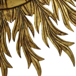 Grand miroir en bois rare en forme de soleil avec finition en feuille d'or XL 86 cm