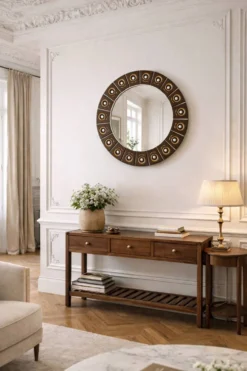 Grand miroir en céramique des années 60/70