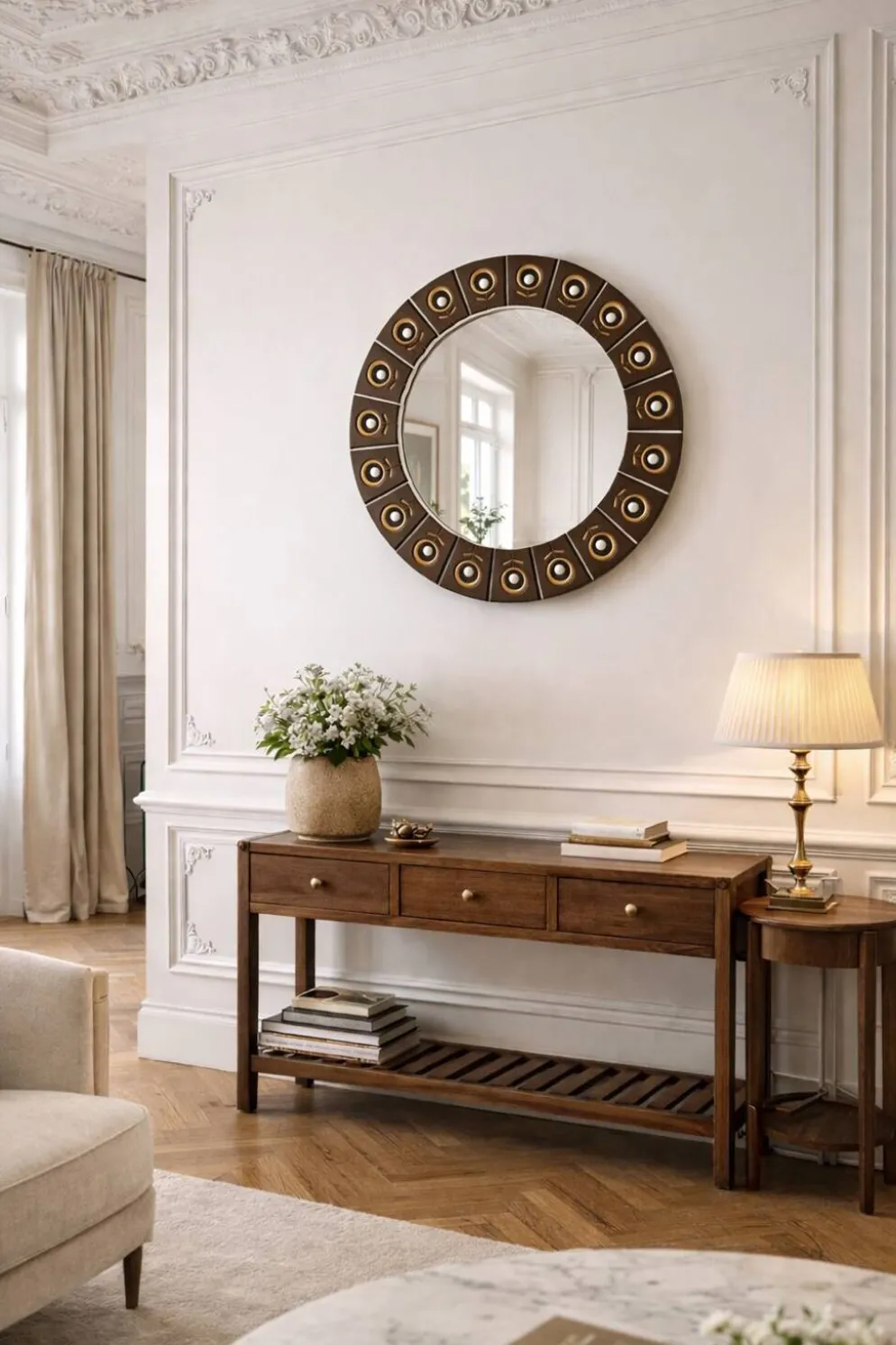 Grand miroir en céramique des années 60/70