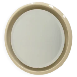 Grand miroir flottant rond en céramique avec lumière, années 1960.
