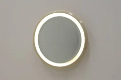 Grand miroir flottant rond en céramique avec lumière, années 1960.
