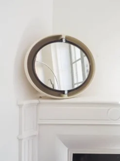 Grand miroir inclinable oval en plastique vintage retro lumineux